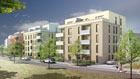 3D Architektur-Visualisierung Wohnungsbau Caspari-Höfe in Braunschweig - Architektur Illustration für den Baugenossenschaft ›Wiederaufbau‹ eG Braunschweig, Schaub & Partner Architekten Hamburg